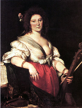 The Viola da Gamba Player (»Gambenspielerin«), c. 1630-1640, (Gemäldegalerie, Dresden) by Bernardo Strozzi, believed to be of Barbara Strozzi