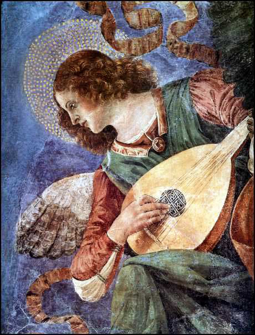 Melozzo da Forli. Angel with lute. 1480. Museum of the Vatican